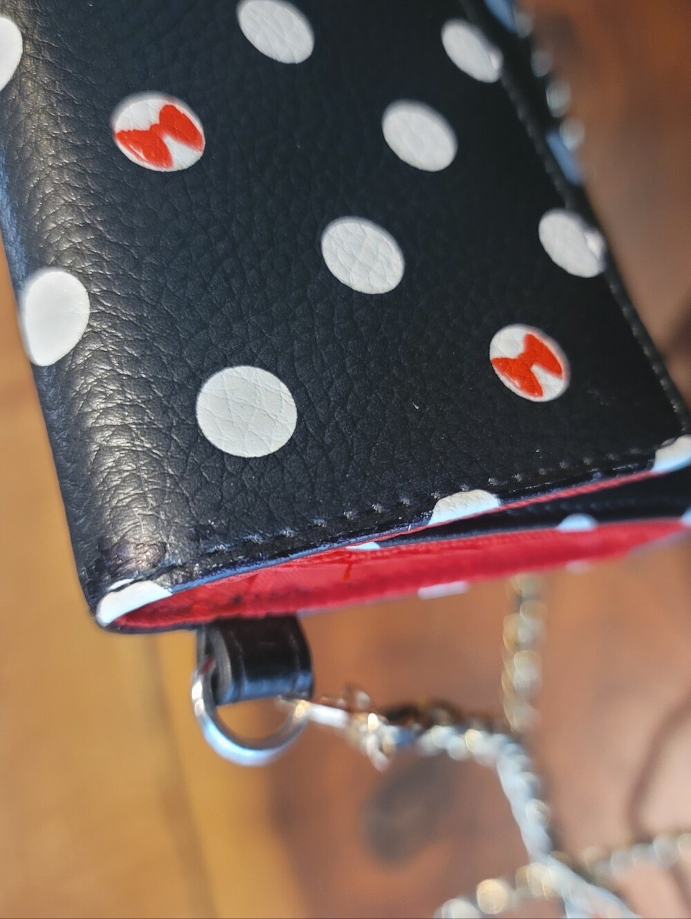 Disney Minnie Mouse Black Polka Dot Crossbody Wallet - Picture 10 of 14